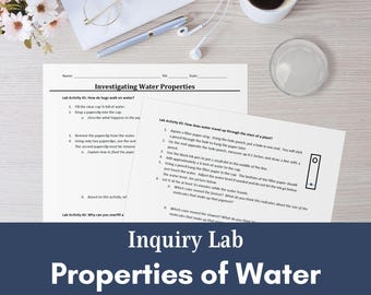 Water Properties Lab | Biology Inquiry Activity| Middle and High School Lesson