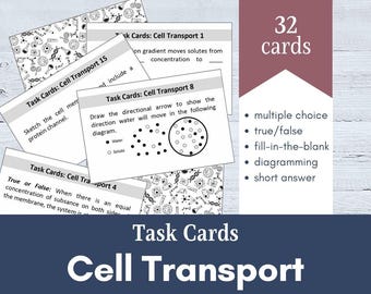 Cell Transport Task Cards | Biology Review Activity (PDF)