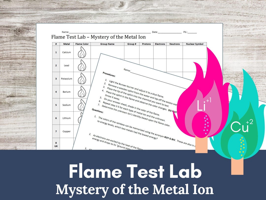 Flame Test Lab Activity| Mystery of the Metal Ion | Chemistry Inquiry ...