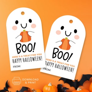 Halloween Gift Tag, Printable Halloween Tags, Trick or Treat Favor Tag, Boo Birthday Favor Tags, Spooky Ghost Gift Tag, Halloween Party Tags