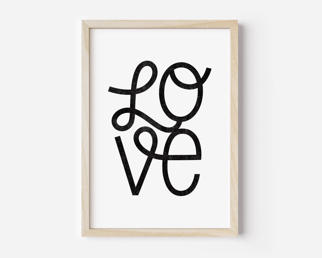 Love Wall Art Printable, Love Wall Art Digital Download, Black &amp; White ...