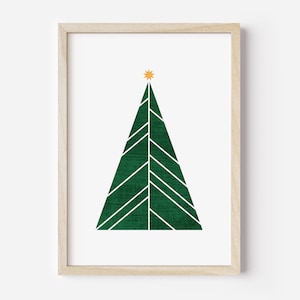 Mid-Century Christmas Tree Wall Art, Christmas Printable Wall Art, Holiday Wall Art, Retro Tree Christmas Art, DIGITAL DOWNLOAD