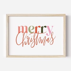 Merry Christmas Wall Art, Christmas Printable Wall Art, Holiday Wall Art, Boho Christmas Art, Christmas Wall Decor, DIGITAL DOWNLOAD