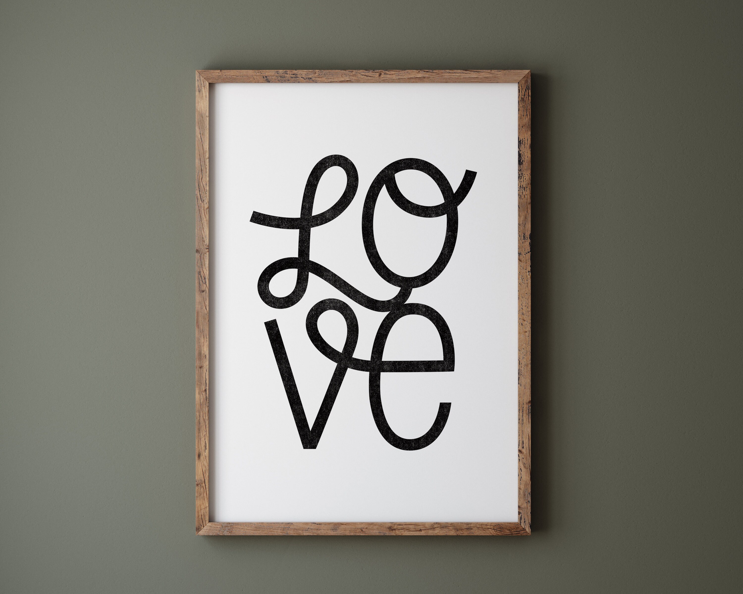 Love Wall Art Printable, Love Wall Art Digital Download, Black &amp; White Love Wall Decor ...