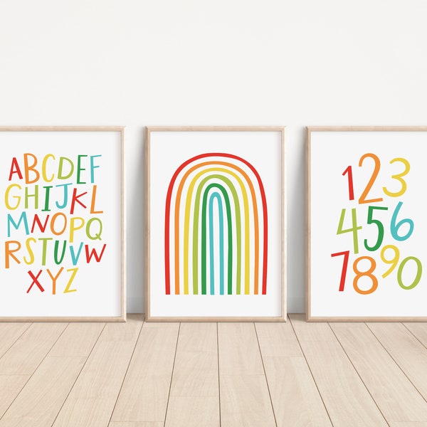 Alphabet Wall Art Printable, Printable Wall Decor, Hand Drawn Alphabet ...