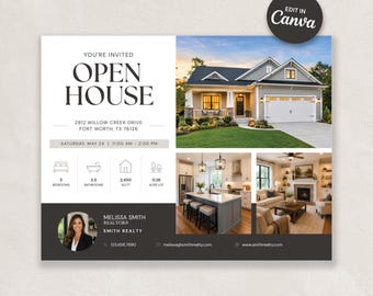 Luxury Open House Flyer Template | Editable Canva Realtor Flyer | Real Estate Marketing Template | Property Listing Flyer | Listing Template