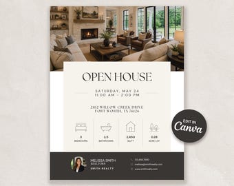 Modern Real Estate Flyer | Editable Canva Listing Template | Realtor Marketing Template | Property Listing Flyer