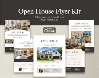 Open House Flyer Templates | Real Estate Flyer Bundle | 9 Editable Canva Templates | Realtor Marketing Kit (Digital Download)