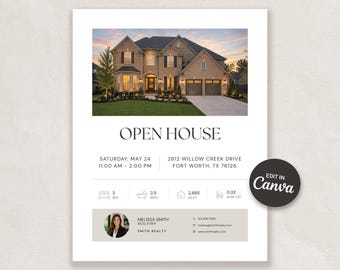 Minimal Open House Flyer | Editable Canva Flyer Template | Realtor Client Engagement Flyer | New Property Listing Marketing | Real Estate