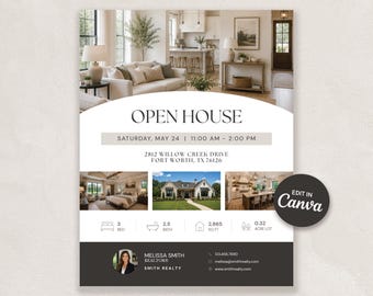 Just Listed Flyer | Open House Flyer Template | Editable Canva Template |