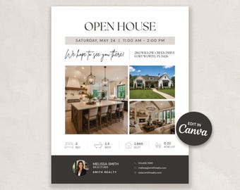 Modern Real Estate Flyer | Editable Canva Listing Template | Realtor Marketing Template | Property Listing Flyer