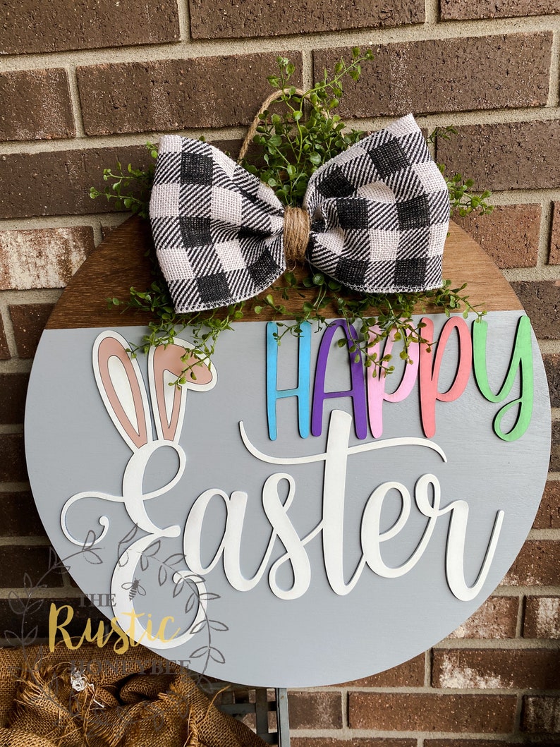 Front Door Decor Spring Spring Door Hanger Happy Easter Easter Sign ...