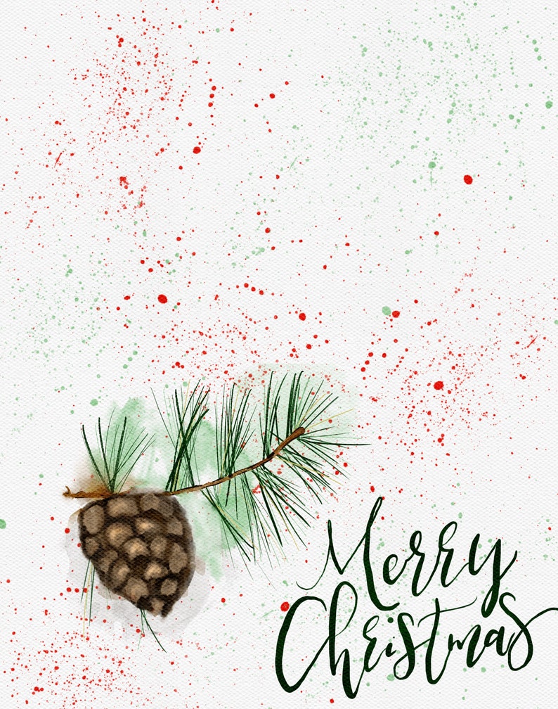 Printable Christmas Card, Instant Download, Merry Christmas, Greeting ...