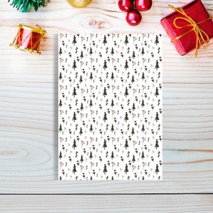Tarjeta de Navidad con plantas y árboles de invierno, sin texto, con sobre