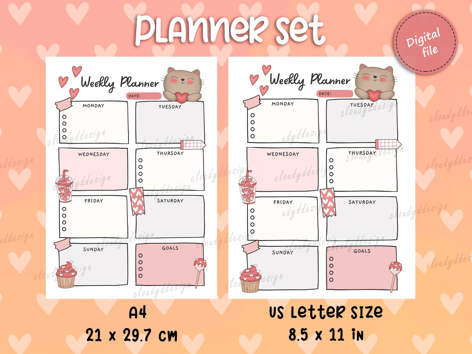 Planner Pages ,beautiful Printable Monthly, Weekly, Daily, Printable ...