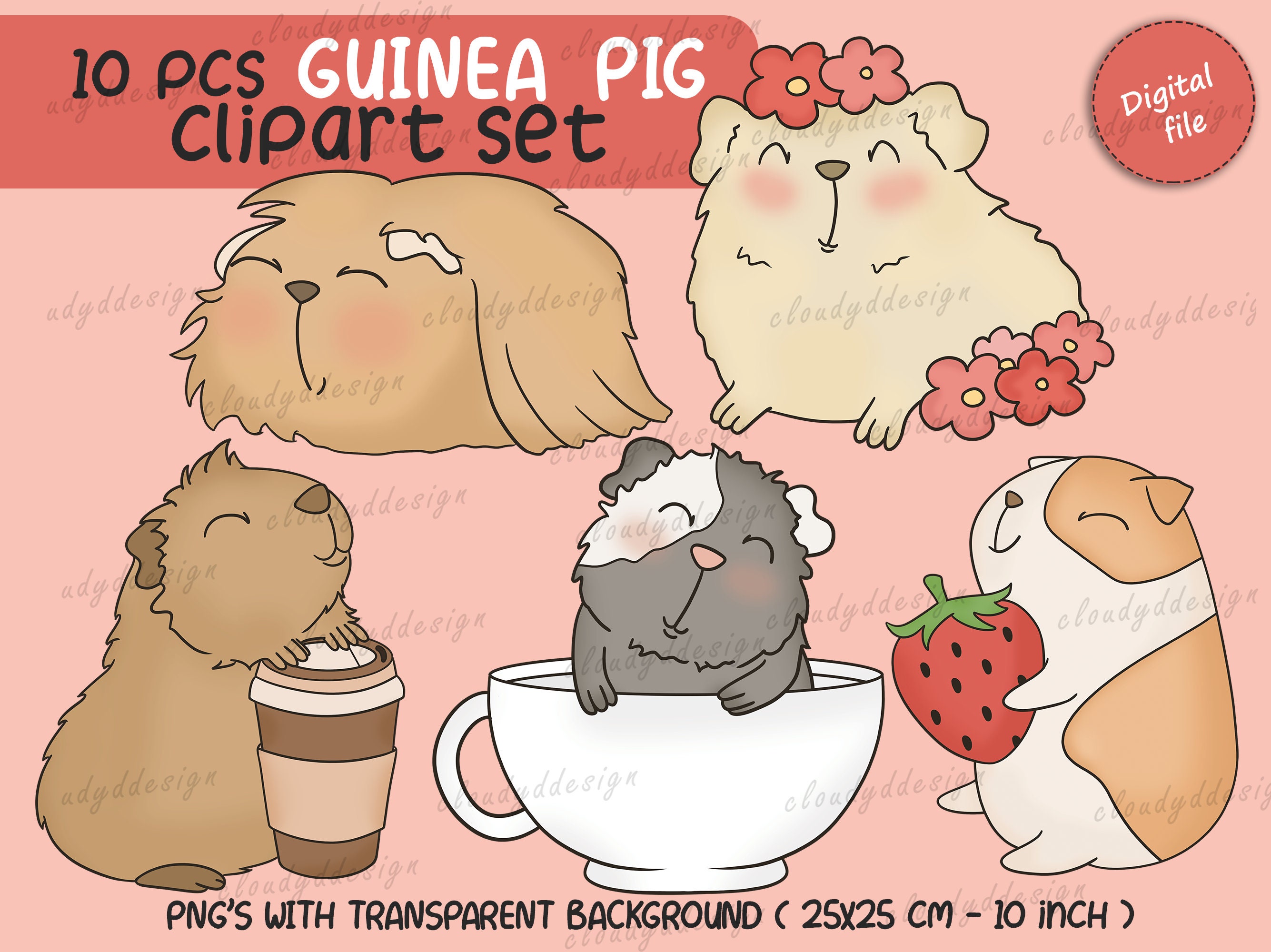 10 Pcs Guinea Pigs Clipart , Cute Rodents PNG , Guinea Pigs Clipart ...