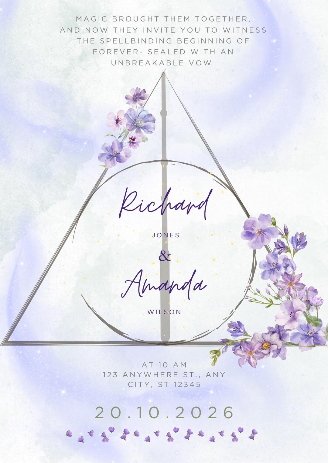 Harry Potter Wedding Invitation, Unbreakable Vow, Canva Template ...