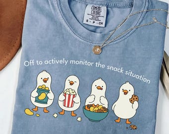 Comfort Colors Off To Actively Monitor The Snack Situation Shirt, Funny Movie Night Tee, Couch Potato Top, Sarcastic Foodie Gift