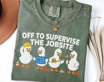 Comfort Colors Off To Supervise The Jobsite Shirt, Funny Construction Tee, Retro Foreman Top, Blue Collar Humor Gift
