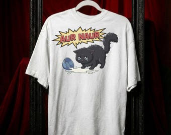 Comfort Colors® Aur Naur Cat Shirt, Sarcastic Aussie Accent Tee, Cursed Cat Meme T-shirt, Funny Dramatic Oh No Feline Top,