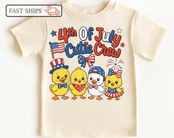 4th Of July Cutie Crew Kids Shirt, Patriotic Chick Toddler Tee, Independence Day Baby Outfit, Sibling Matching Top