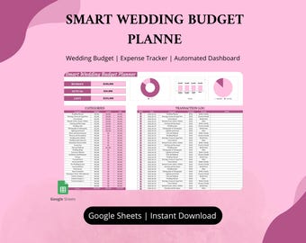 Smart Wedding Budget Tracker Google Sheets Digital Expense Planner Excel Wedding Finance Dashboard Cost Checklist Easy Template