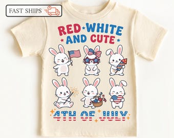 Red White And Cute 4th Of July Kids Shirt, Patriotic Bunny Toddler Tee, Independence Day Baby Outfit, Fourth July Matching