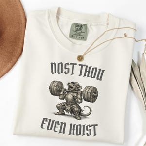 Dost Thou Even Hoist Shirt | Medieval Mouse Gym Tee | Funny Weightlifting T-Shirt | Ren Faire Fitness | Fantasy Gym Rat Gift image 5