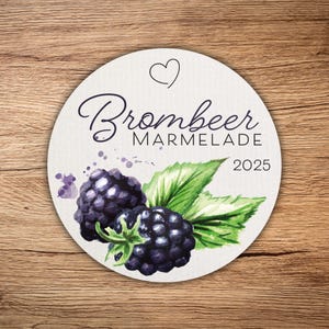 12 hochwertige "Brombeeremarmelade" Etiketten , rund