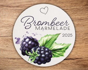 12 high-quality &quot;blackberry jam&quot; labels, round