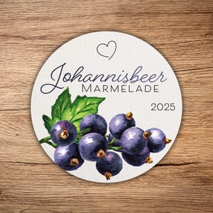 12 etichette rotonde di alta qualità "marmellata di ribes nero".