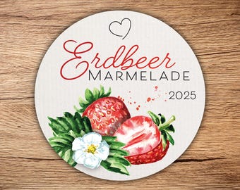 12 high-quality &quot;Strawberry Jam&quot; labels, round