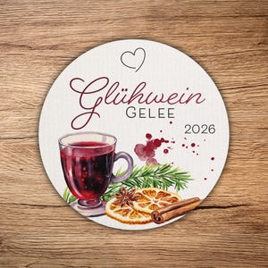 12 high-quality "mulled wine jelly" labels, round