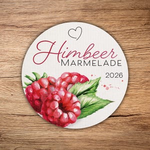 12 etiquetas redondas de mermelada de frambuesa de alta calidad