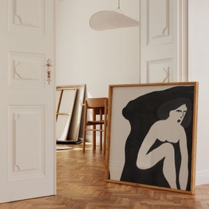 Lady in Black, Abstract Wall Decor, Female Figures, Feminine Print, Square Art, Digital Instant Download