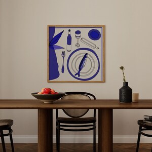 Tin Fish Night, Blue Art Print  - Sardine Art Drawing, Modern Italian Dinner Party, Kitchen and Bar Decor, Food Art, Digital Download