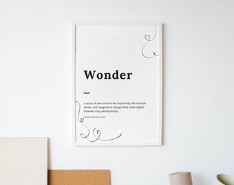 Wonder, Quoat, Definition Wall Art, Home Decor Humor, Funny Home Décor, Black and White Art, Printable Wall Art – Digital Download, Gift