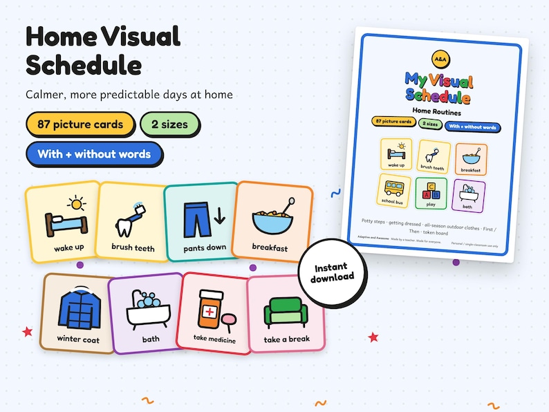 Visual Schedule for Kids, Home Routine Cards, Potty Training, Autism ...