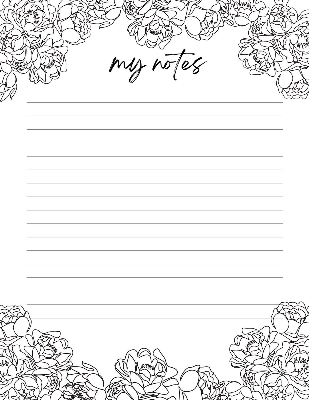 Line Art Notes Page 05 - Etsy