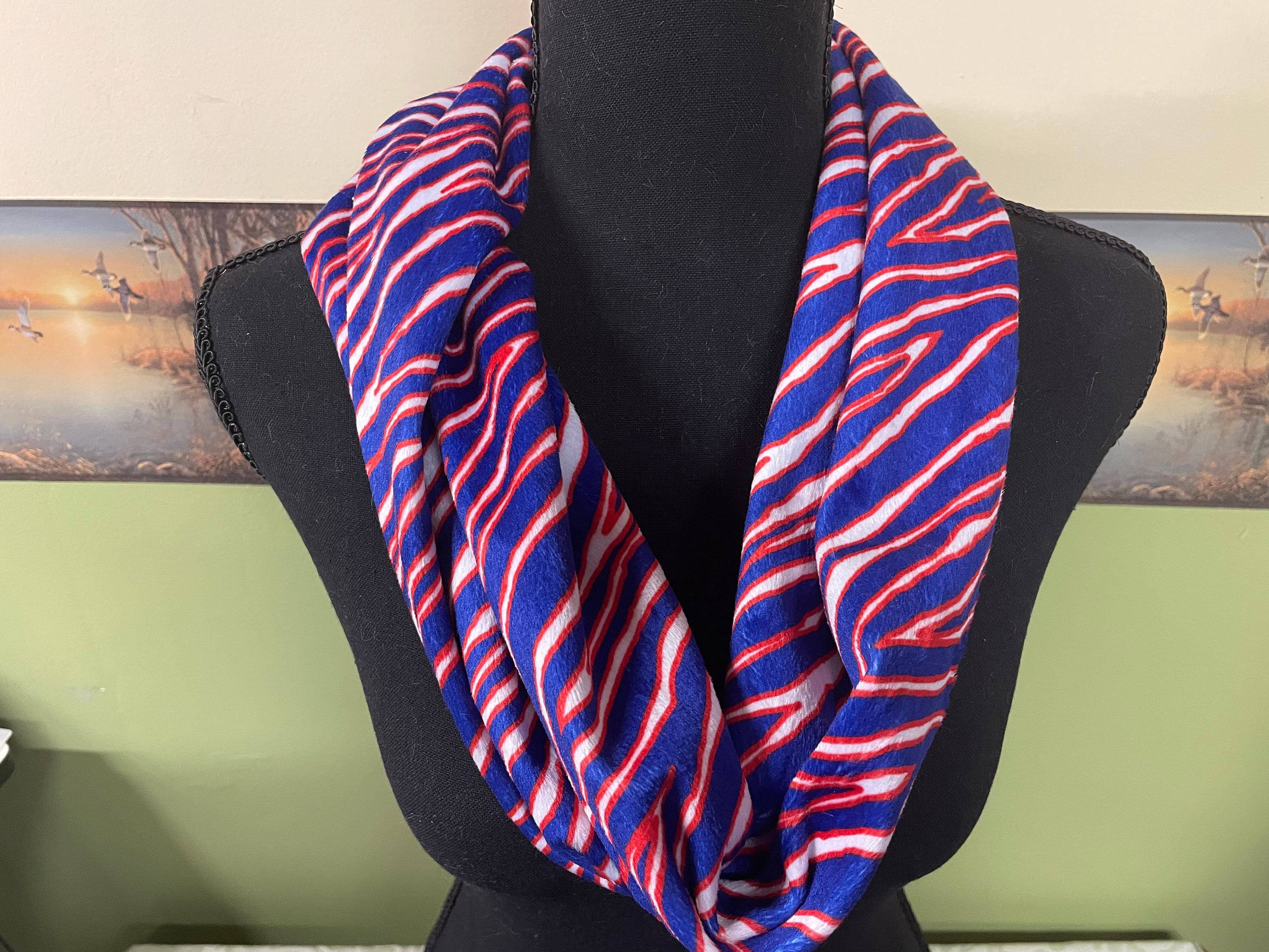 Scarf White Blue - Etsy Red