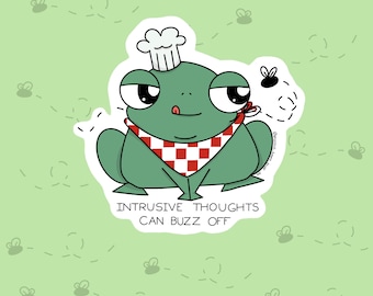 Adesivo per la salute mentale della rana dei pensieri intrusivi