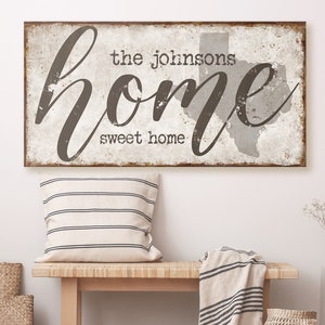 Personalized Home Sweet Home Sign: Rustic Family Name Wall Art