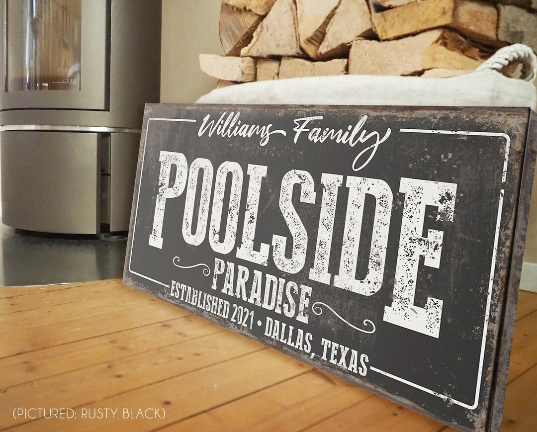 Custom Pool Sign Personalized Poolside Paradise Pool House Decor Family