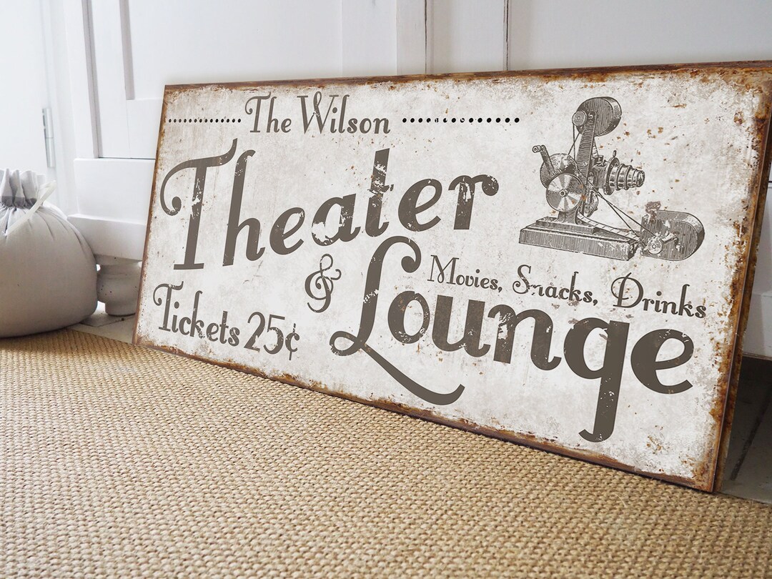 Custom Movie Room Sign for Basement Man Cave Large Theater Lounge Sign