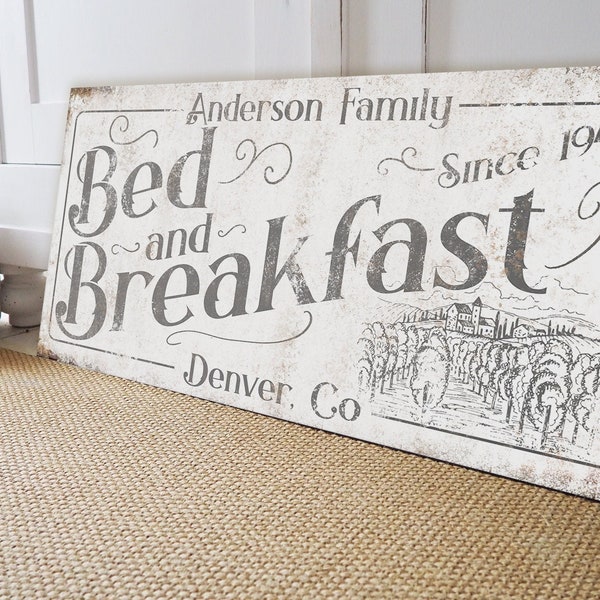 Custom Bed and Breakfast Sign Farmhouse Wall Decor Personalized BnB Signs Rustic AirBNB Decor Art Gift Ideas for Grandma Mother Mothers Day