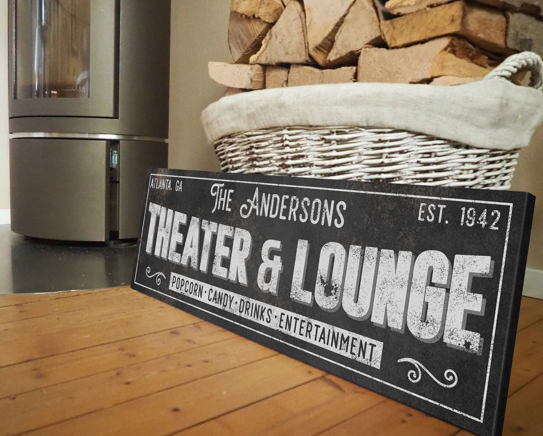 Custom Home Theater and Lounge Sign for Basement Wall Decor Man Cave ...