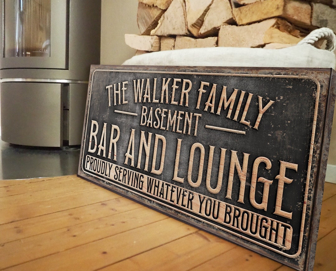 Custom Basement Bar Sign for Home Bar Decor Ideas Personalized Man Cave ...