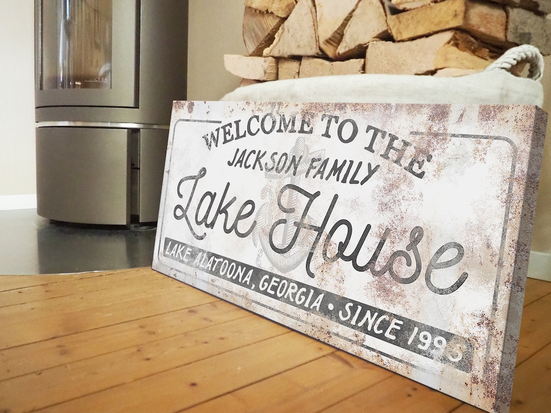 Personalized Family Lake Cabin Sign Vintage Lakehouse Signs Outdoor