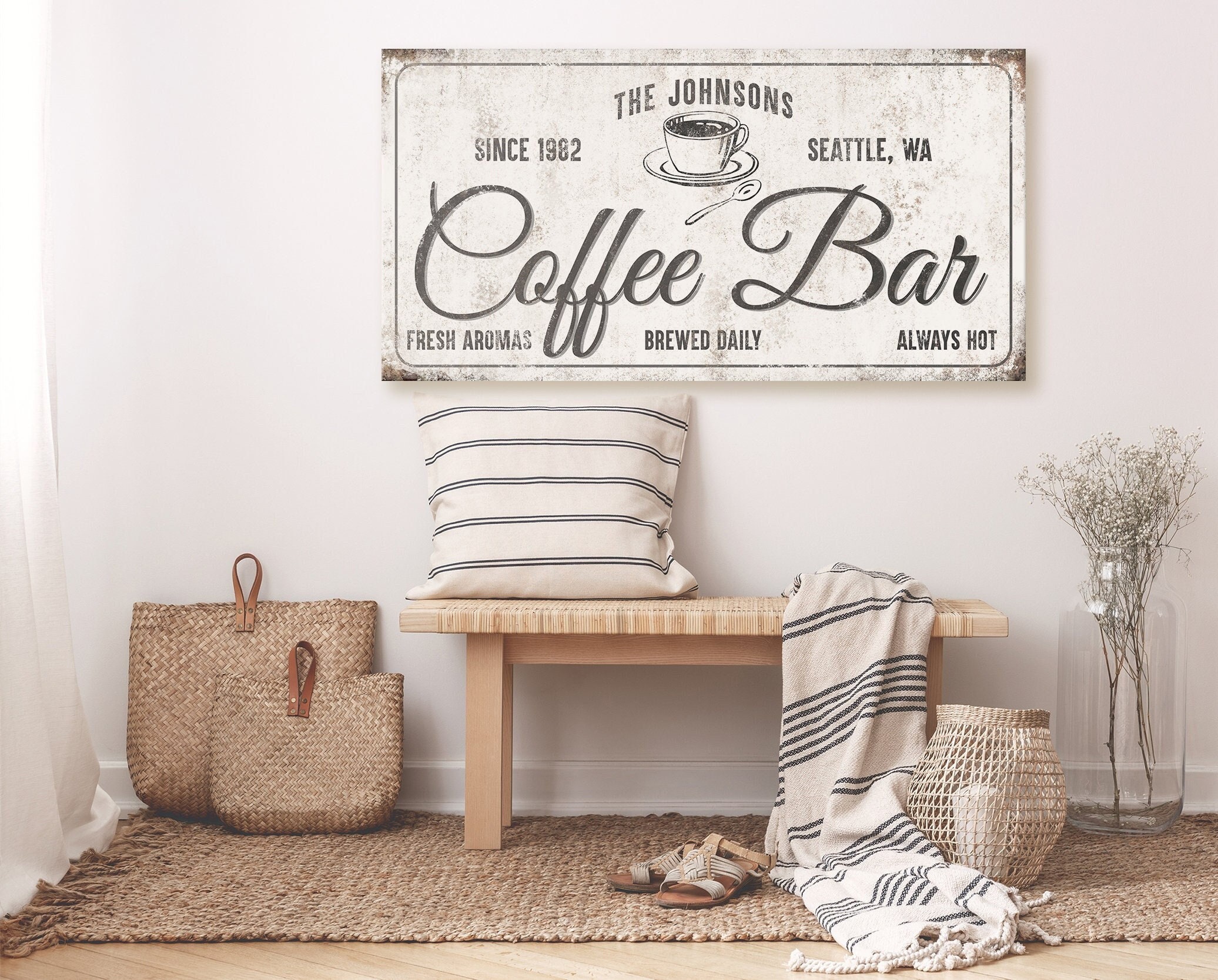 Personalized Coffee Bar Sign Custom Coffee Station Sign Etsy
