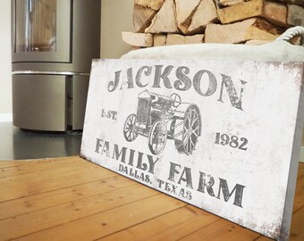Personalized Family Farm Sign Custom Porch Patio Signs Cabin Cottagecore Country Style Home Decor Old Antique Tractor Wall Art Gifts for Mom